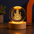 Ganesh Ji 3D Crystal Ball Night Lamp | LED Spiritual Crystal Lamp