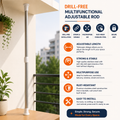 Drill-Free Adjustable Tension Rod | No Drill Curtain Rod