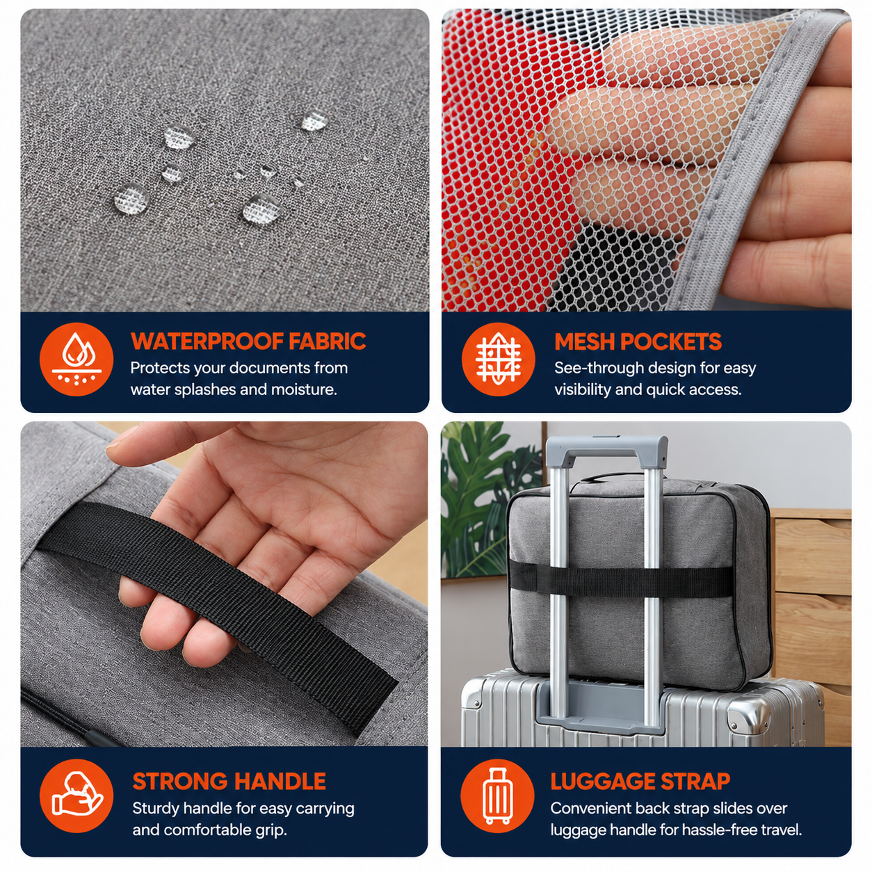 Waterproof Document Storage Bag | Travel Organizer Case