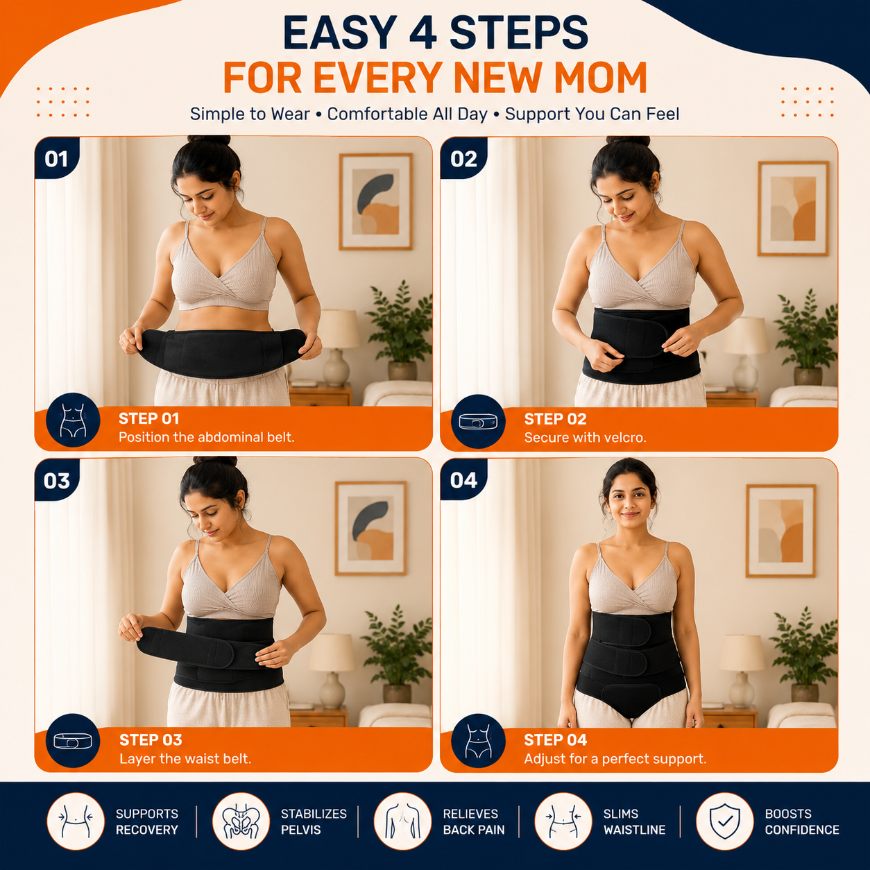 3-in-1 Post Pregnancy Belt | Postpartum Recovery Support Belt