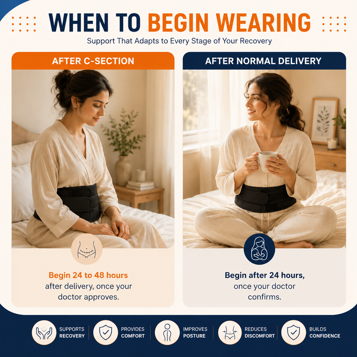 3-in-1 Post Pregnancy Belt | Postpartum Recovery Support Belt