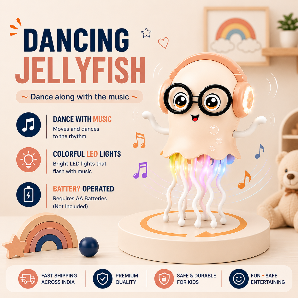 Dancing Jellyfish Toy for Kids | Musical LED Robot Toy