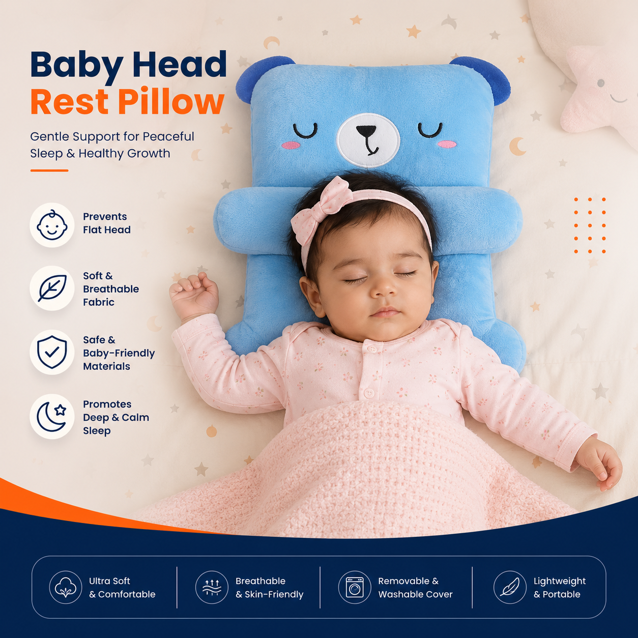 Baby Head Rest Pillow – Gentle Support for Peaceful Sleep