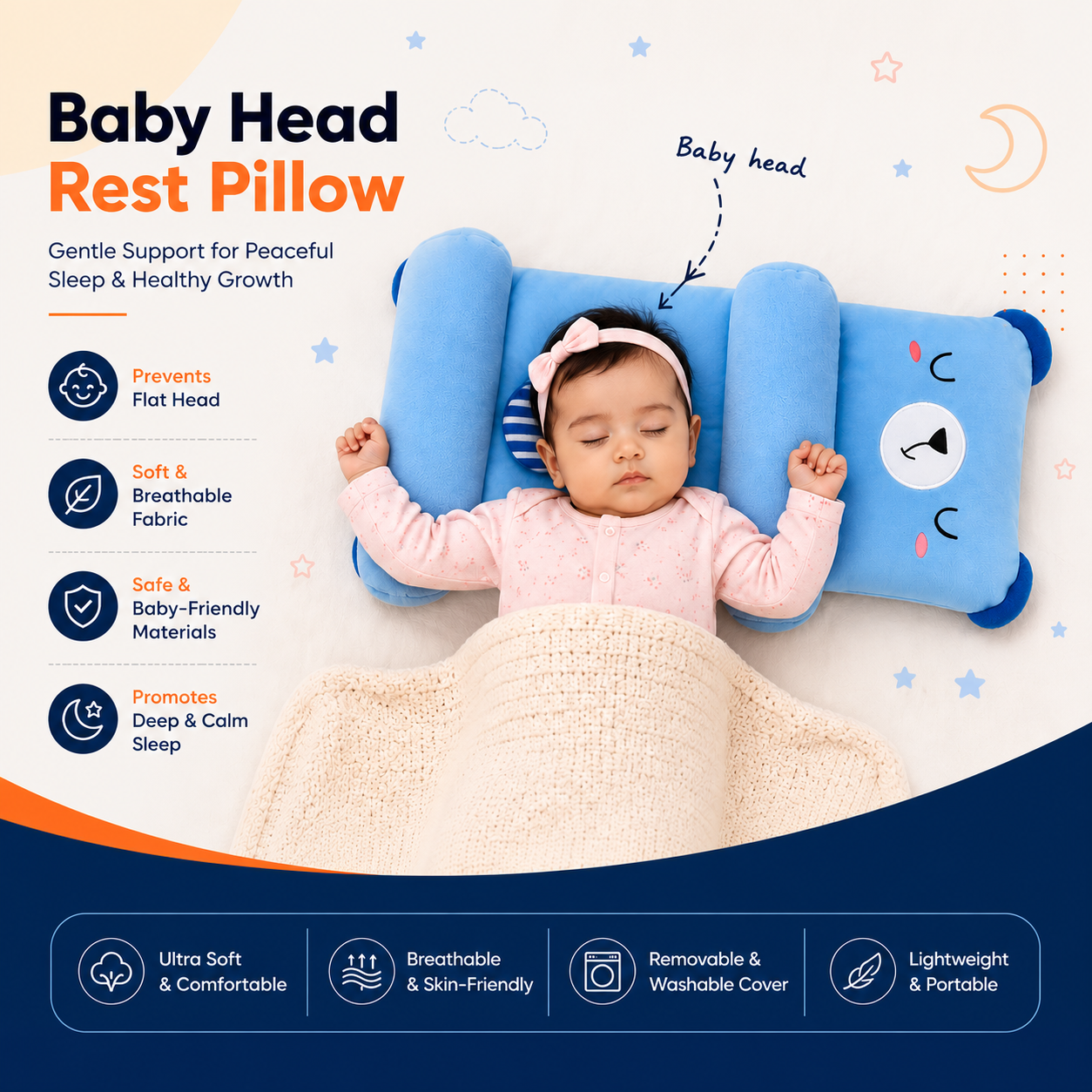 Baby Head Rest Pillow – Gentle Support for Peaceful Sleep