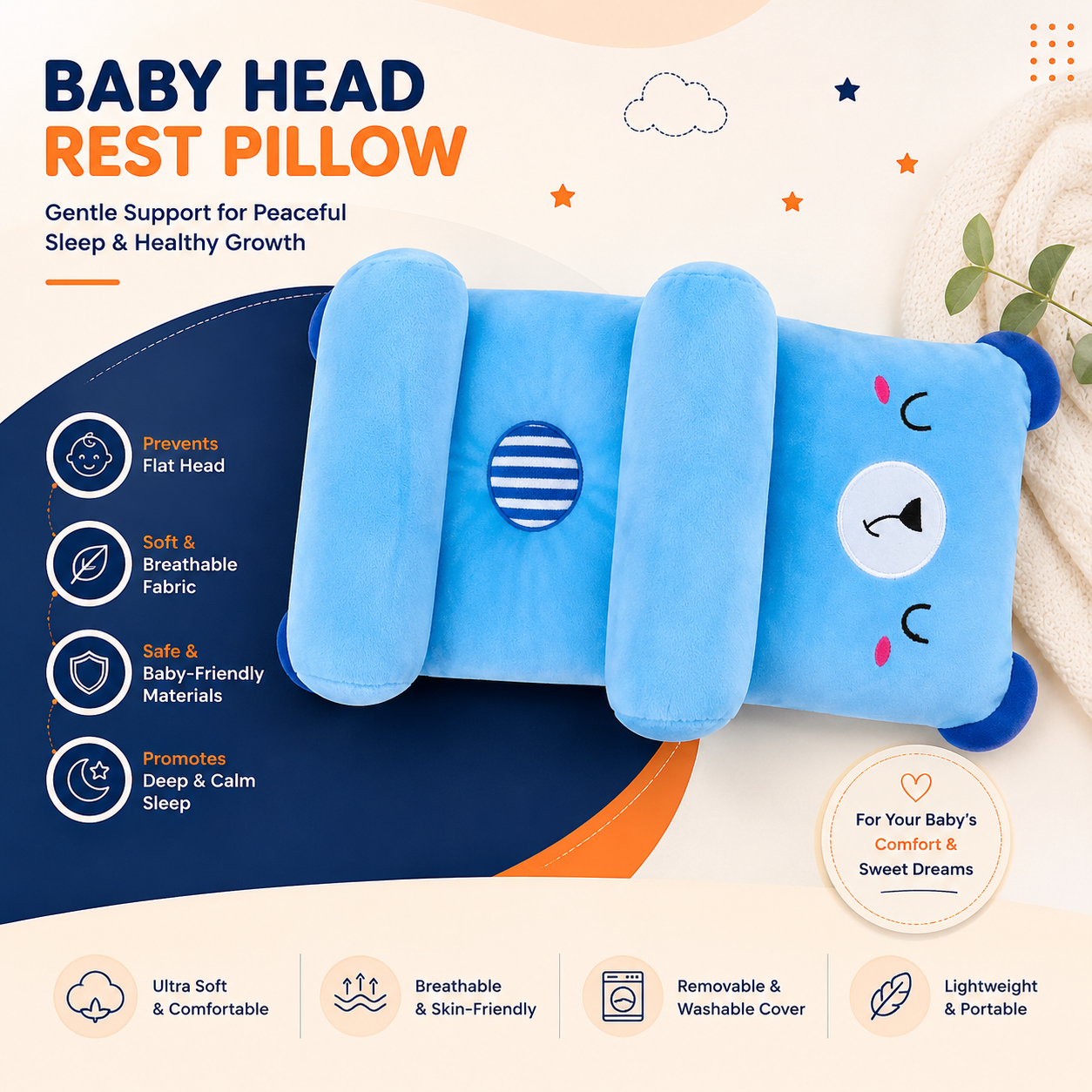Baby Head Rest Pillow – Gentle Support for Peaceful Sleep