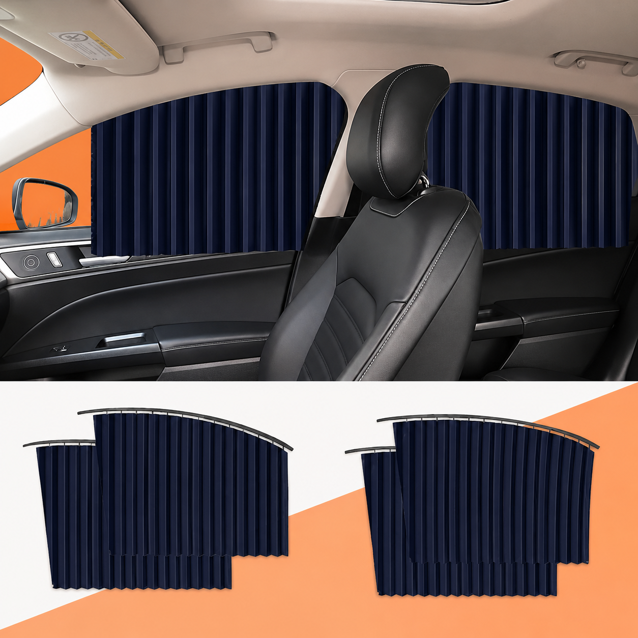 Foldable Magnetic Car Window Privacy Curtains